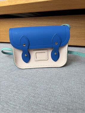 The Cambridge Tiny Satchel Company Blue and Cream Mini Crossbody